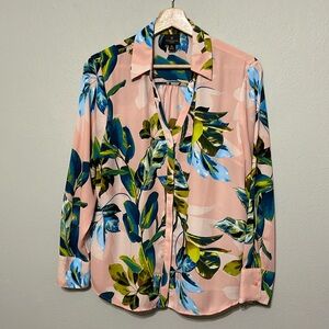 NWOT Worthington Botanical Print Blouse, size Petite Large